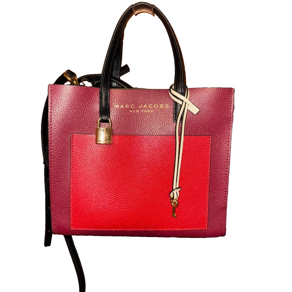 Marc Jacobs Grind Mini Pomegranate Colorblock Leather Tote Crossbody Handbag